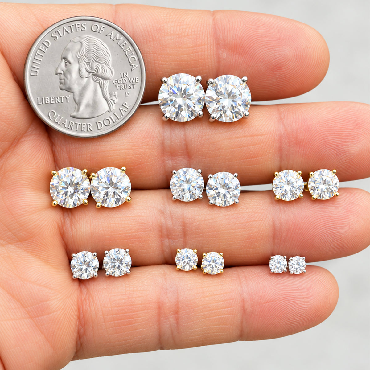 10mm 8ctw Moissanite Solitaire Studs