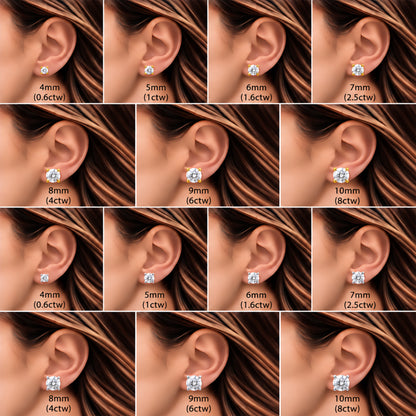 10mm 8ctw Moissanite Solitaire Studs