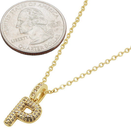 Bubble Initial Letter P Pendant Necklace 18"+2"