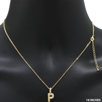 Bubble Initial Letter P Pendant Necklace 18"+2"