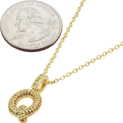 Bubble Initial Letter Q Pendant Necklace 18"+2"