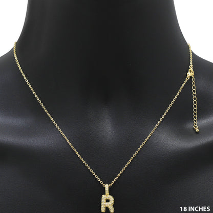 Bubble Initial Letter R Pendant Necklace 18"+2"