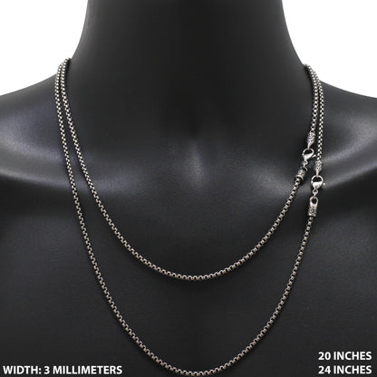 3mm Gunmetal Box Chain 24"