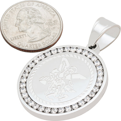 Saint Michael Round Halo Medallion Pendant
