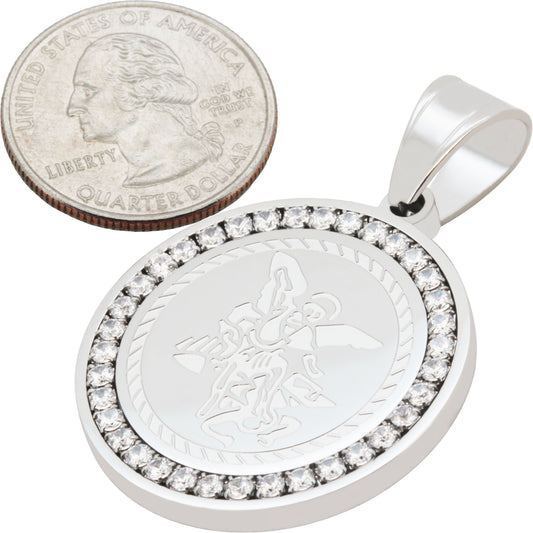 Saint Michael Round Halo Medallion Pendant