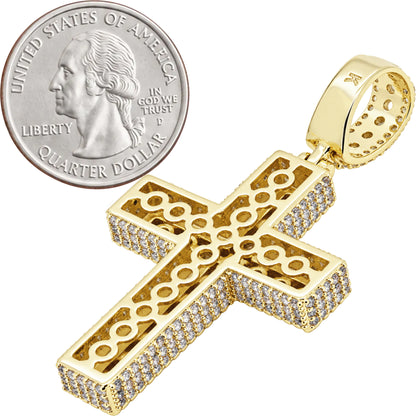 Single Row 3D Pavé Cross Pendant