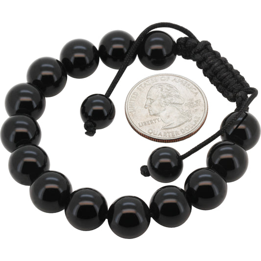 12mm Obsidian Beaded Adjustable Bracelet 7.5"-8"