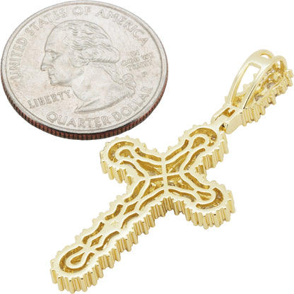 Cluster Halo Tennis Cross Pendant