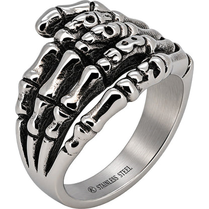 Gothic Skeleton Hand Bone Ring Size 7