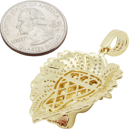 Lion Head Enamel Pendant