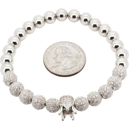 8mm Disco Ball Crown Stretch Bracelet 8"