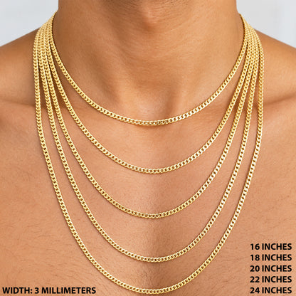3mm Cuban Link Chain 18"