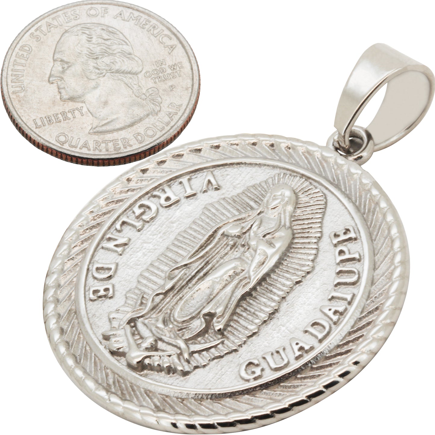 Virgin De Guadalupe Circle Medallion Pendant