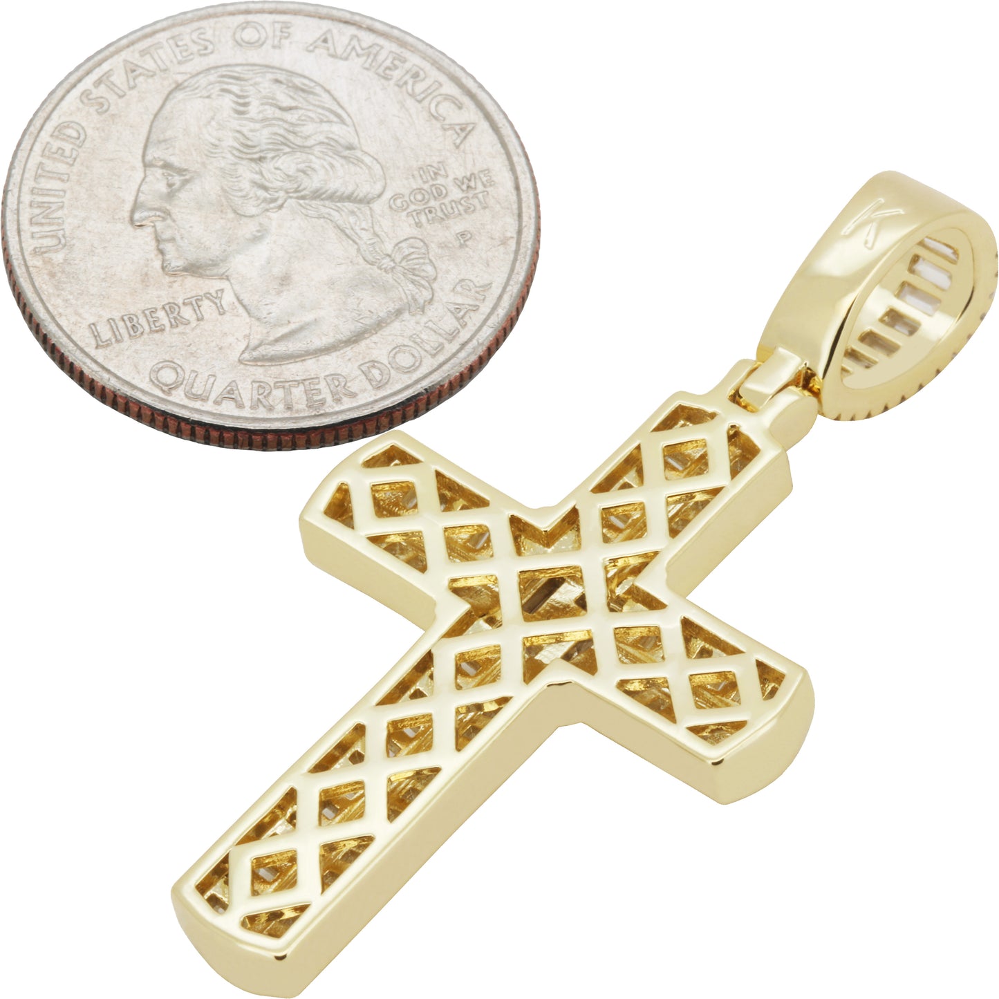 Black Inlay Baguette Cross Pendant