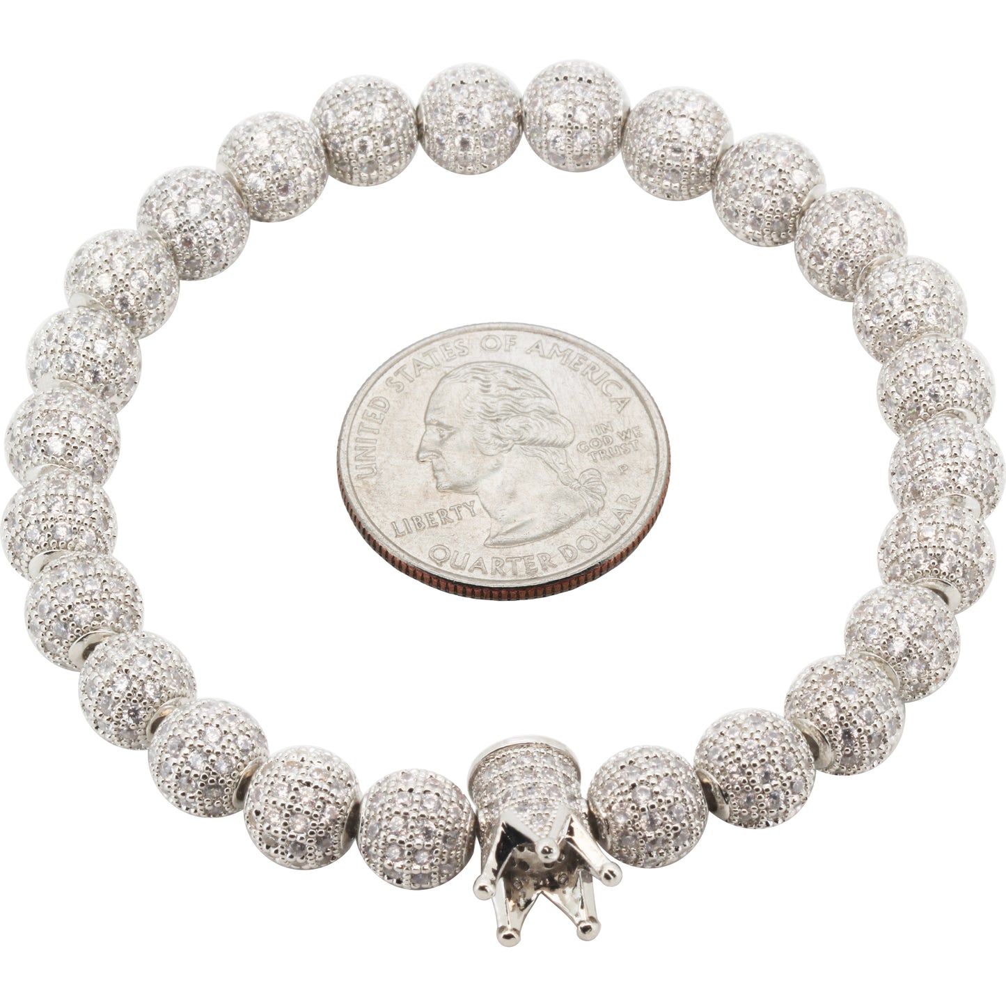 8mm Disco Ball Crown Stretch Bracelet 8"