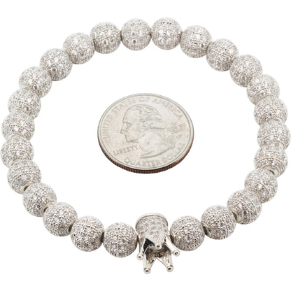 8mm Disco Ball Crown Stretch Bracelet 8"