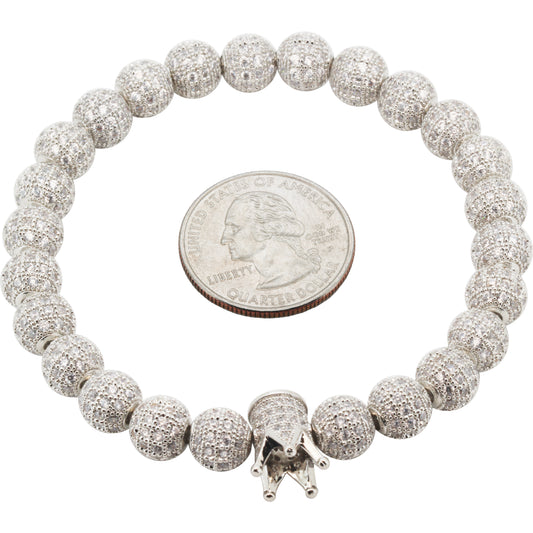 8mm Disco Ball Crown Stretch Bracelet 8"