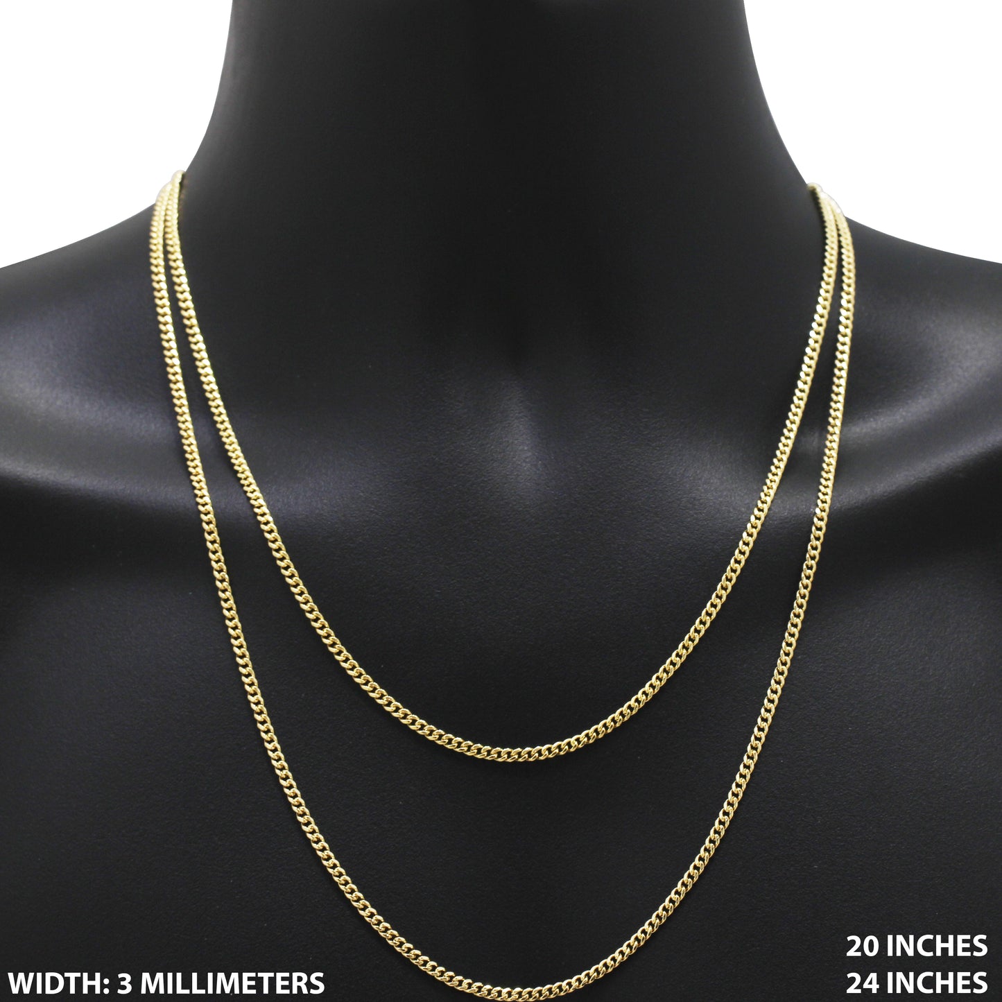 3mm Miami Cuban Link Chain 24"