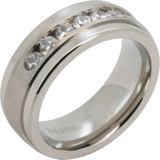 8mm Channel Set Half Eternity Band Ring Size 10