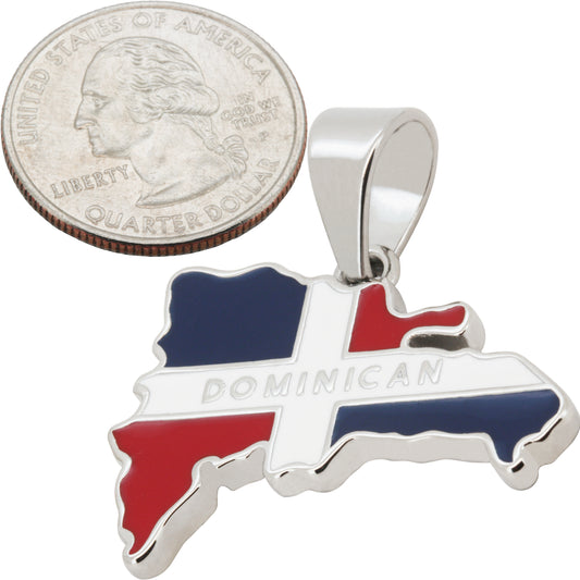 Dominican Republic Map Flag Pendant