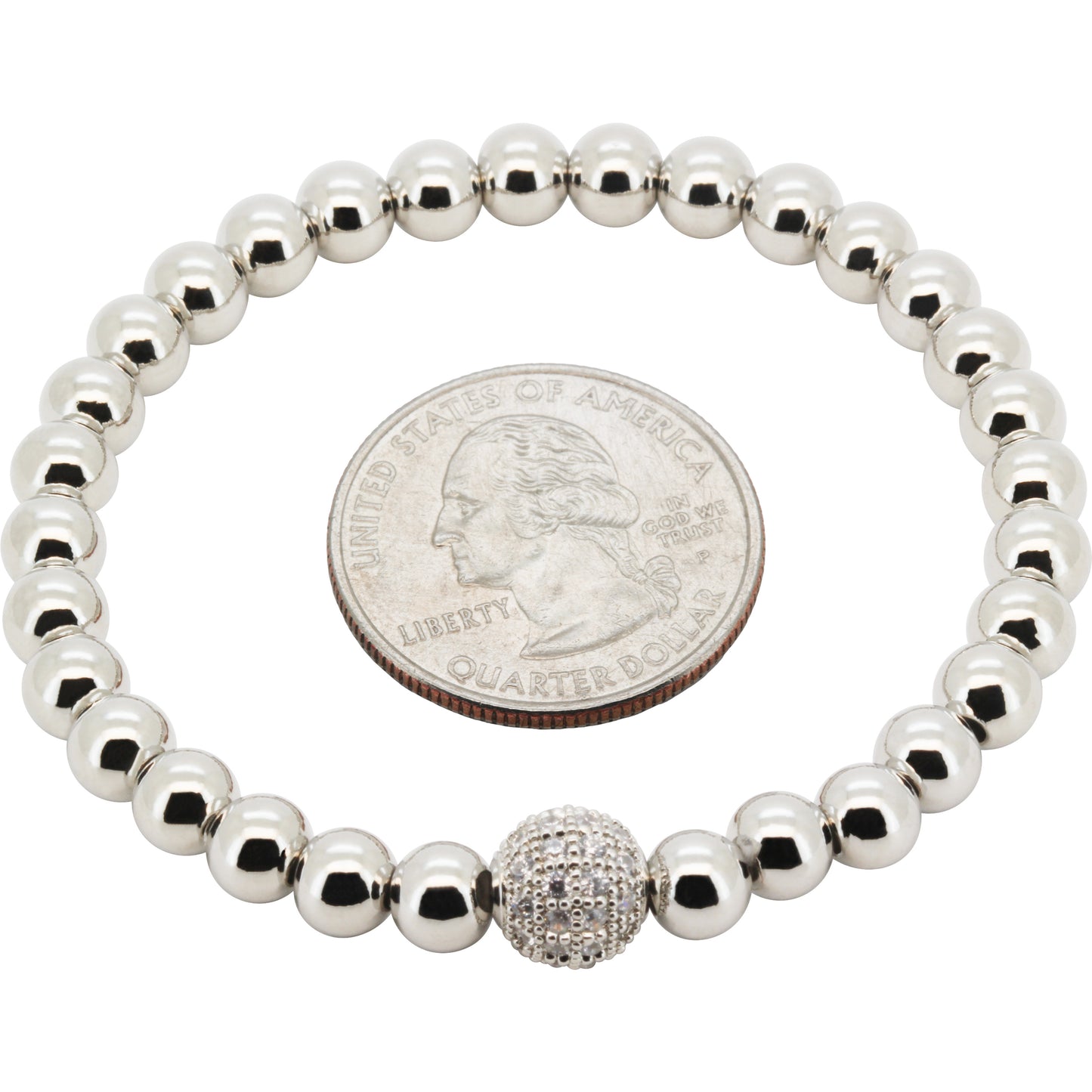8mm Disco Ball Beaded Stretch Bracelet 7”