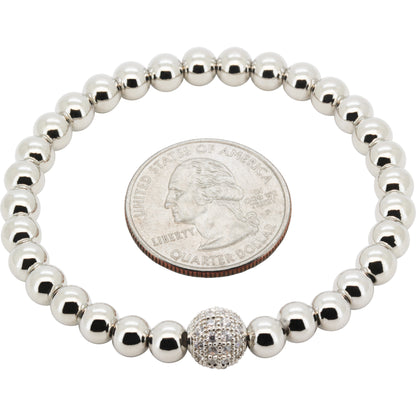 8mm Disco Ball Beaded Stretch Bracelet 7”