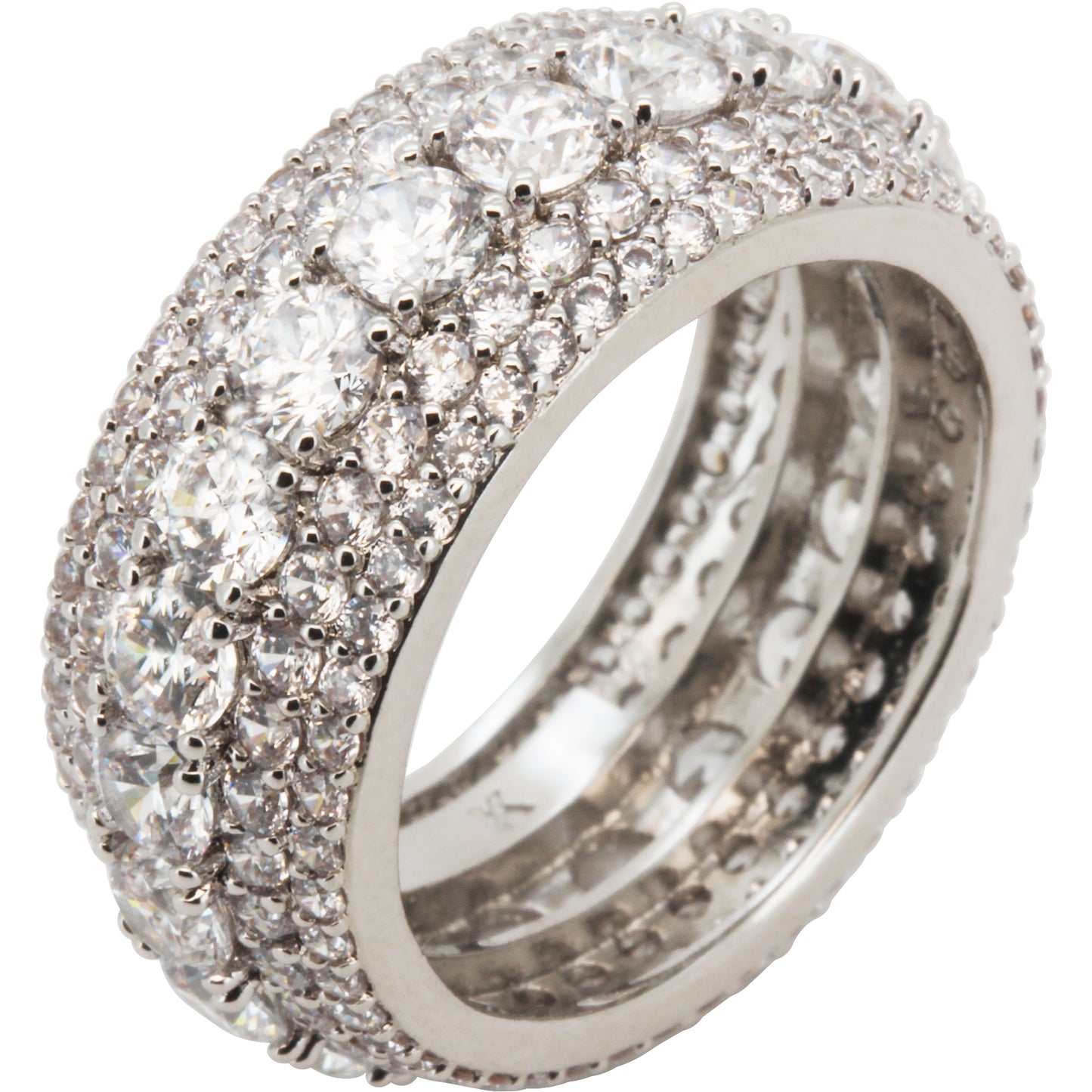 10mm Five-Row Pavé Eternity Band Ring Size 9