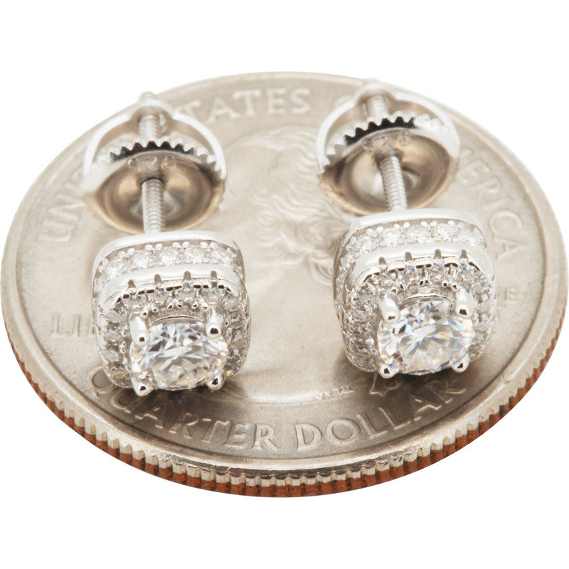 0.91ctw Moissanite 7mm Halo Square Studs