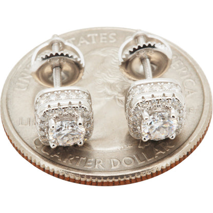 0.91ctw Moissanite 7mm Halo Square Studs