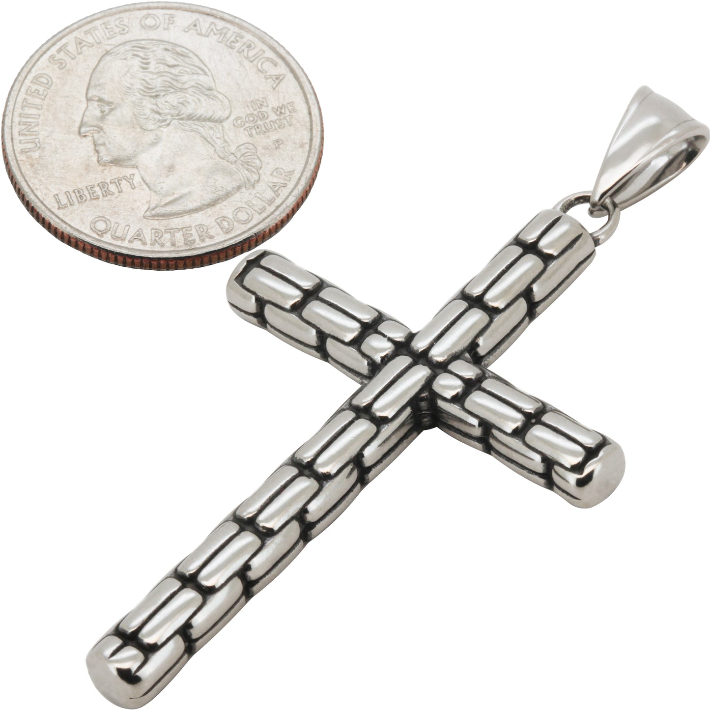 5mm Brick Texture Cross Pendant
