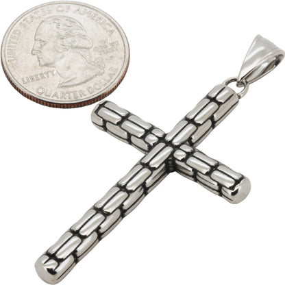 5mm Brick Texture Cross Pendant