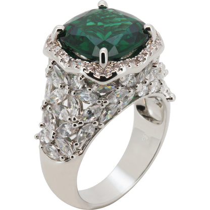 Birthstone Cushion Halo Cluster Cocktail Ring Size 6