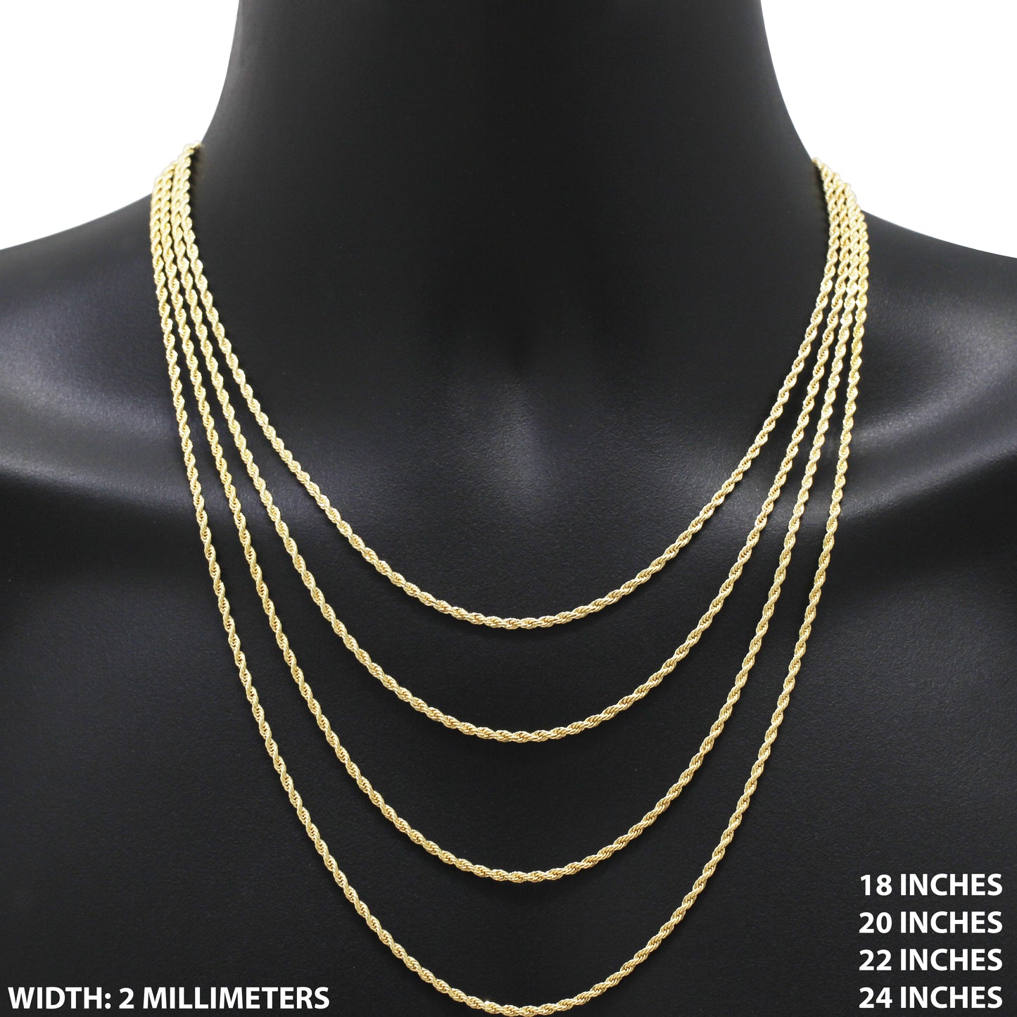 2mm Rope Chain 24"