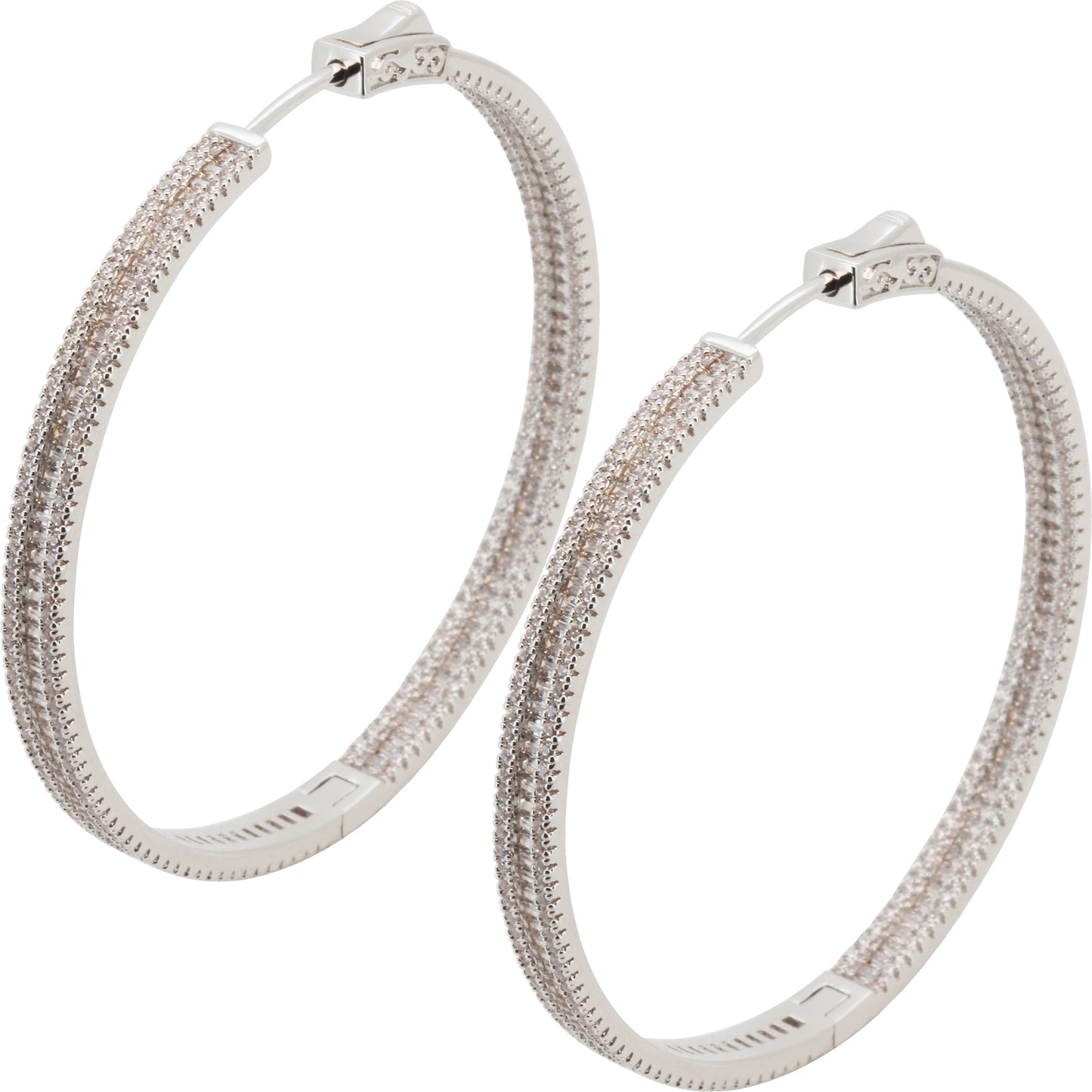 4x50mm Pavé Baguette Hoops