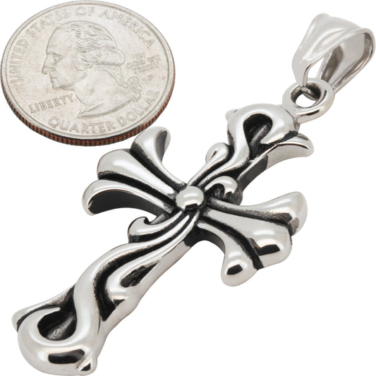 Flared Flame Cross Pendant
