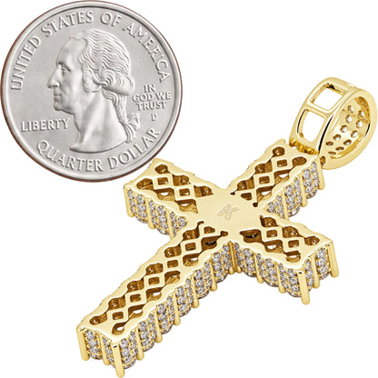 Two-Row Pavé Cross Pendant