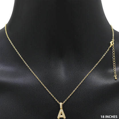 Bubble Initial Letter A Pendant Necklace 18"+2"