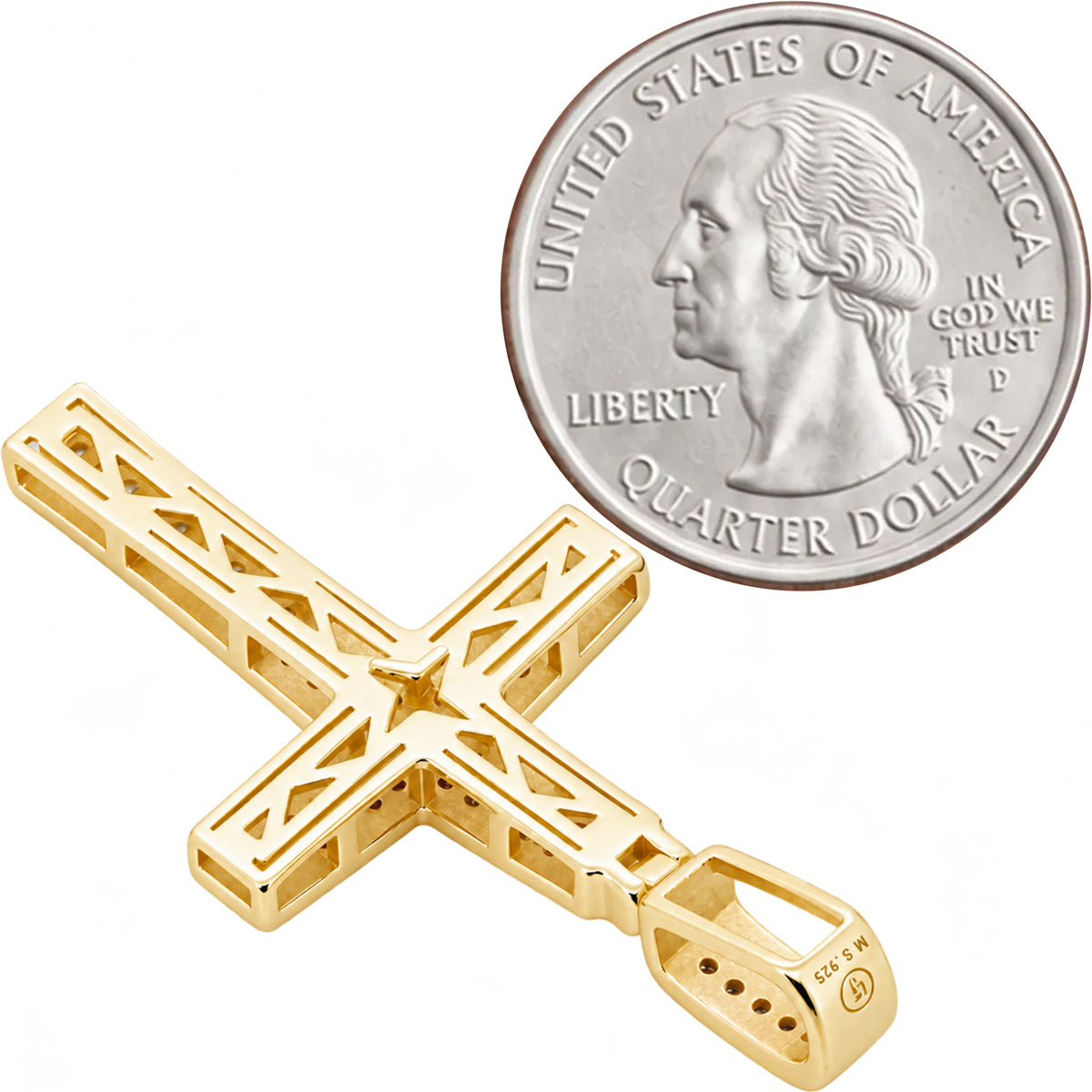 Moissanite Two-Row Pavé Cross Pendant