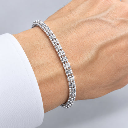 4mm 6 Row Diamond Cut Barrel Moon Ice Link Bracelet 8"