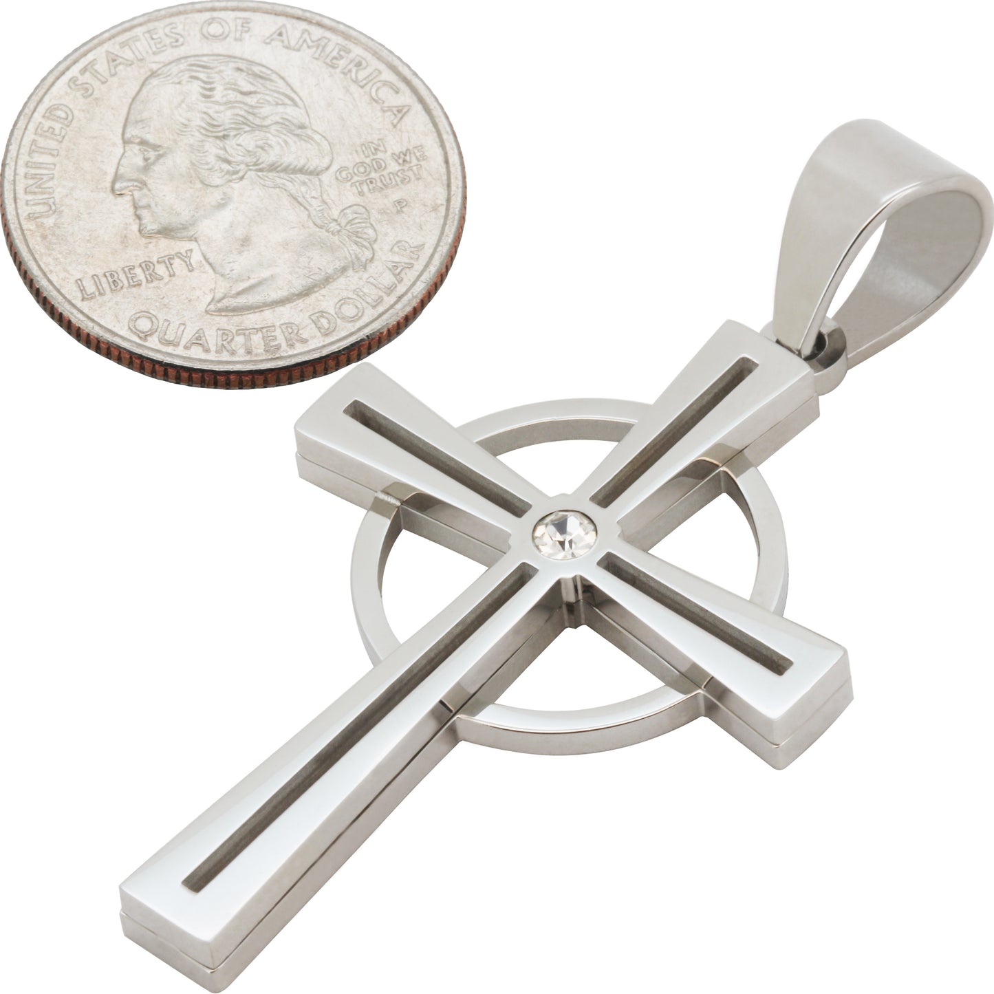 Halo Circle Cross Pendant