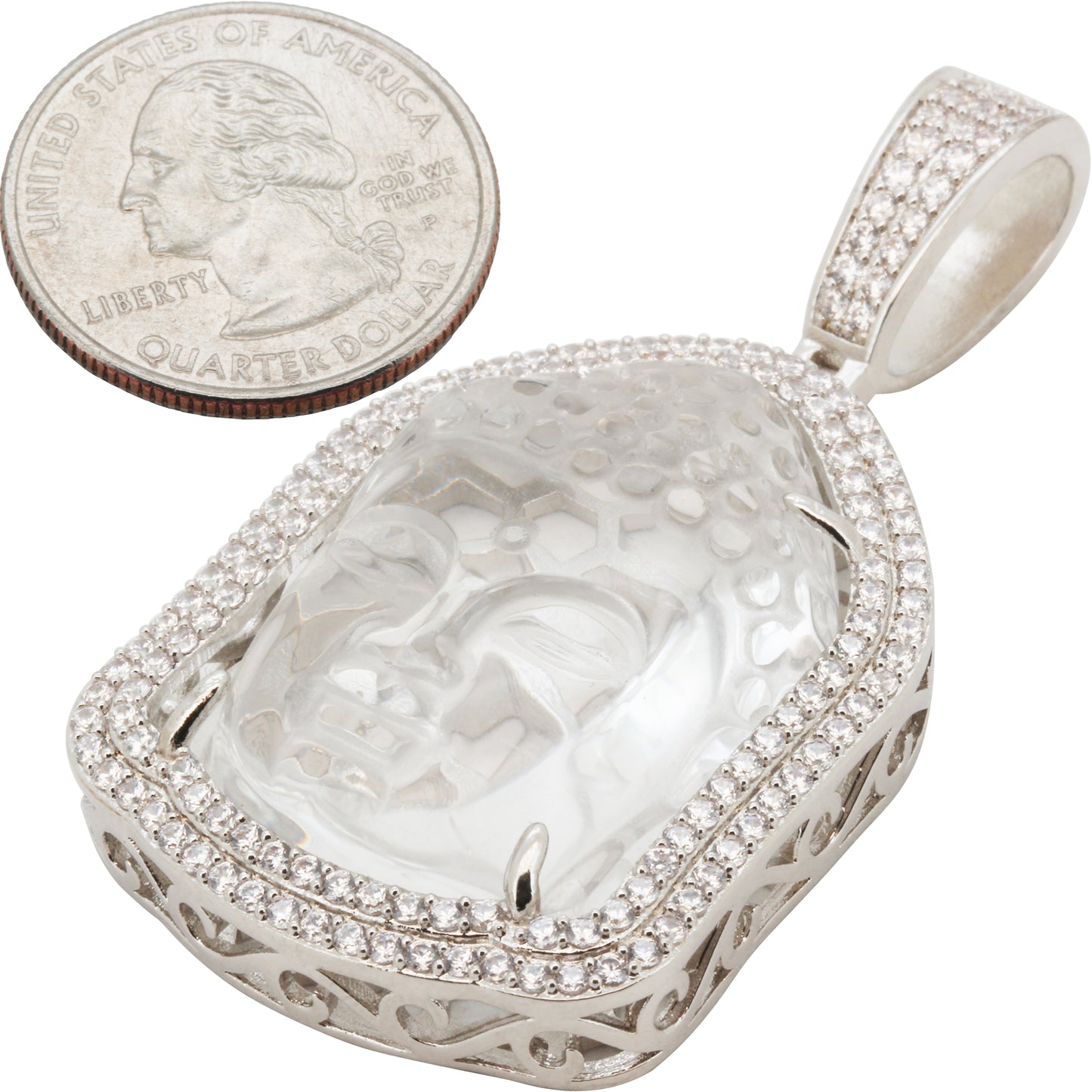 White Jade Buddha Head Pendant
