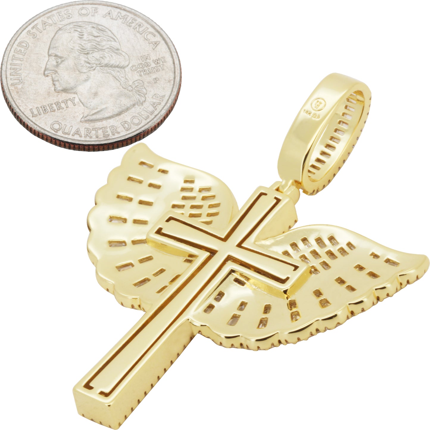 Baguette Winged Cross Pendant
