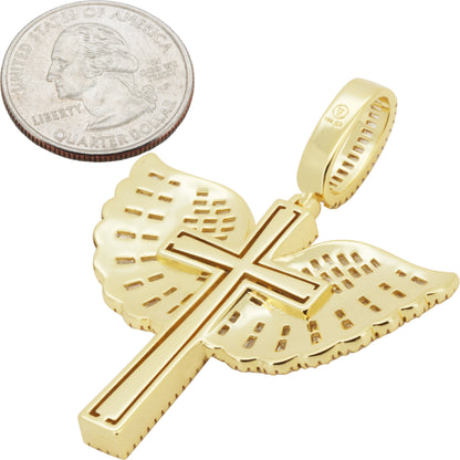 Baguette Winged Cross Pendant