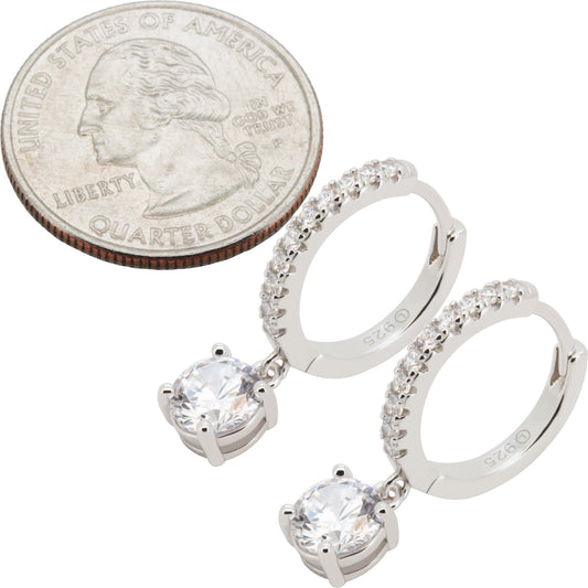 Solitaire Drop Pavé Hoops