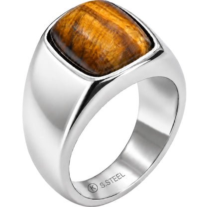 Rounded Tiger Eye Signet Ring Size 9