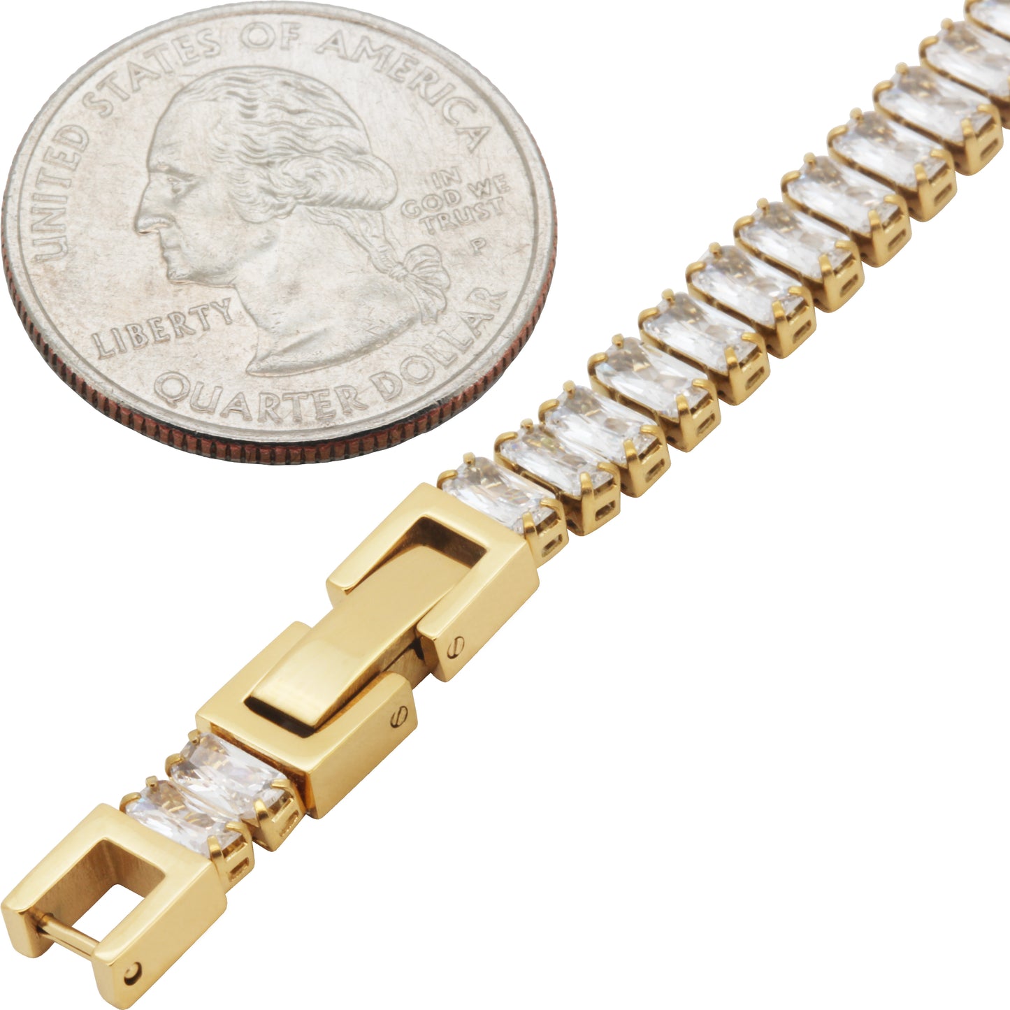 5mm Baguette Cut Tennis Bracelet 6.5”-7.5”
