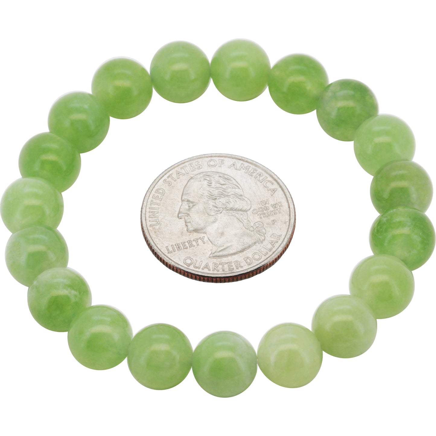 10mm Nephrite Jade Gemstone Beaded Stretch Bracelet 7.5"