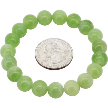 10mm Nephrite Jade Gemstone Beaded Stretch Bracelet 7.5"