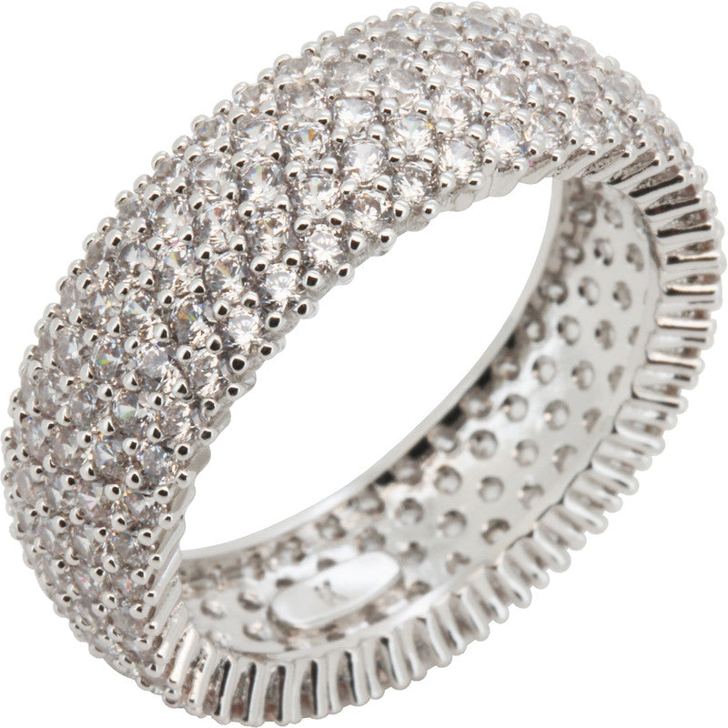 8mm Five-Row Pavé Eternity Band Ring Size 6