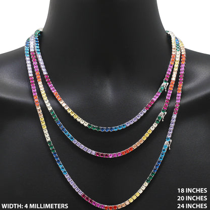4mm Rainbow Tennis Chain 24"